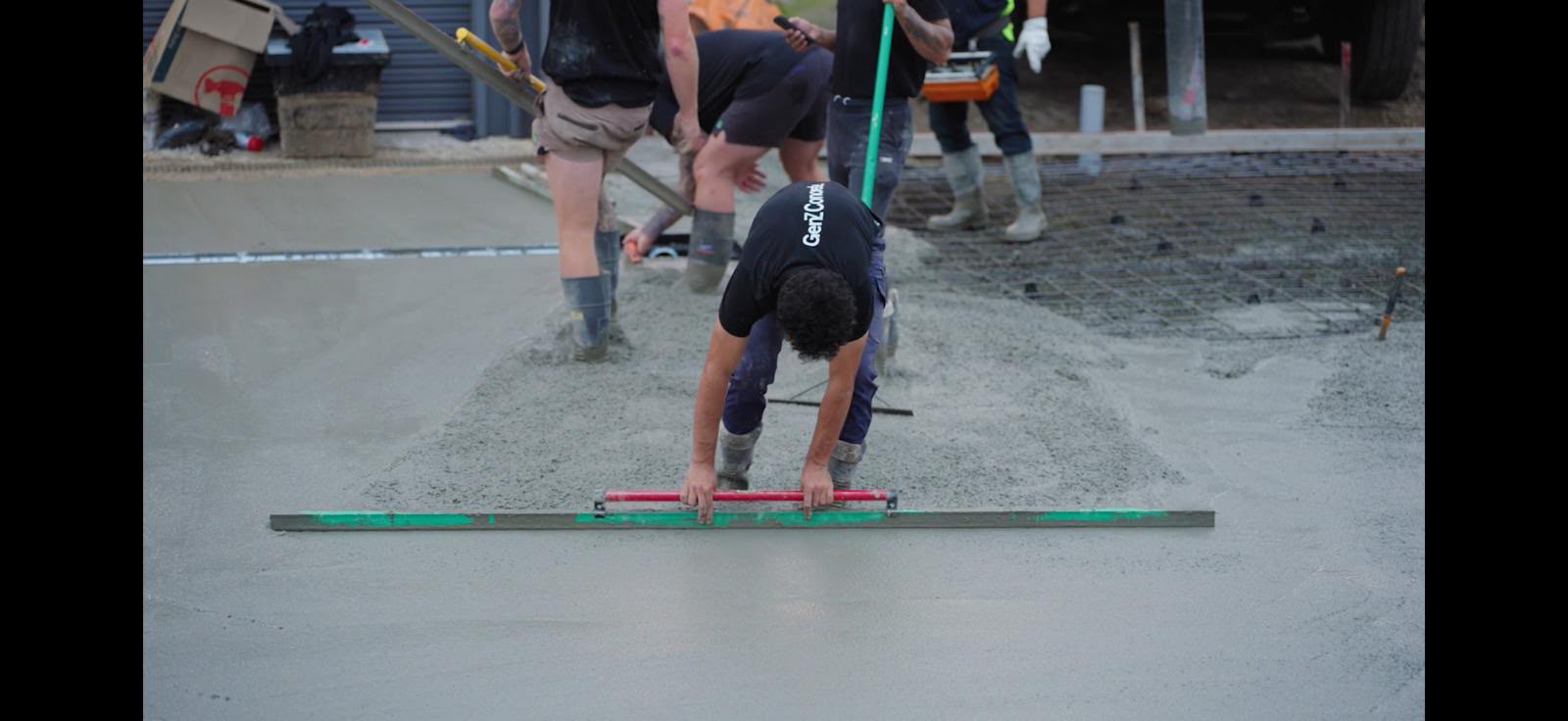 Gen Z Concrete team levelling fresh concrete on site